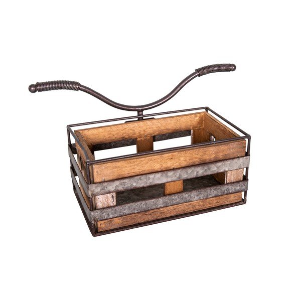 Dekoratīva glabāšanas kaste no ozolkoka un cinka Antic Line Velo, 25 x 16 cm