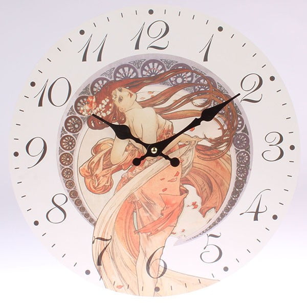 Koka pulkstenis Mucha, 34x34 cm