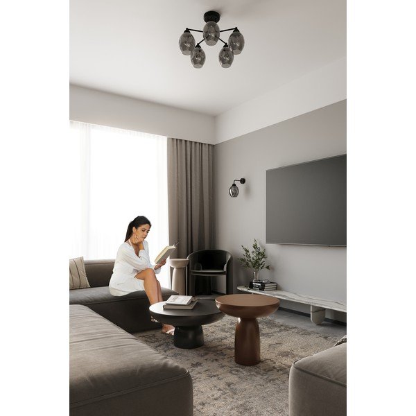 Melna griestu lampa ar stikla abažūru 59x59 cm Garten – Sollux-image-3