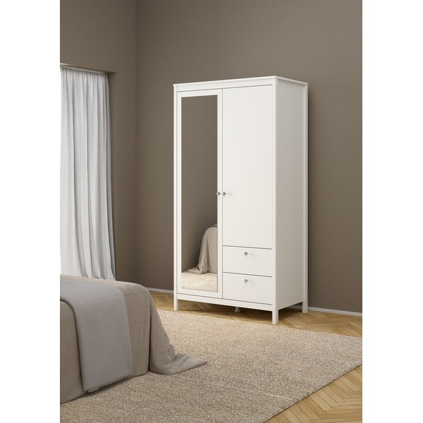 Balts drēbju skapis ar spoguli 102x199x58 cm Madrid – Tvilum-image-3