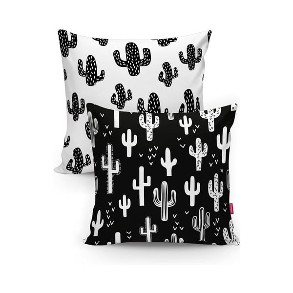 2 spilvendrānu kompekts Minimalist Cushion Covers BW Cactuses, 45 x 45 cm