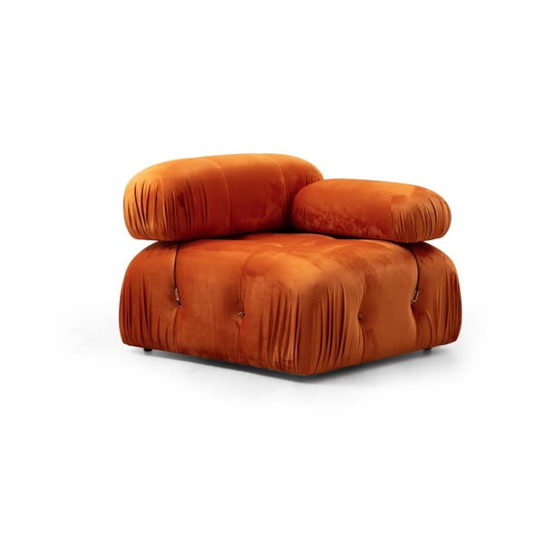 Oranžs samta modulārais dīvāns (ar labo stūri) Bubble – Artie