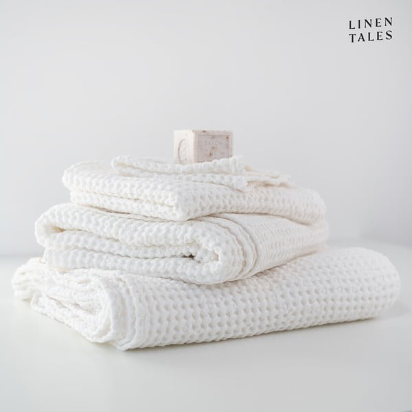 Balti dvieļi (3 gab.) Honeycomb – Linen Tales-image-1