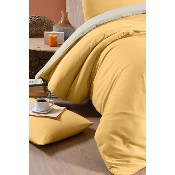 Dzeltena/krēmkrāsas kokvilnas  gultas veļa divvietīgai gultai 200x220 cm – Mila Home-image-2