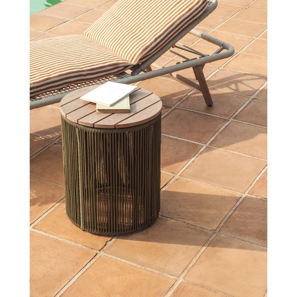 Apaļš dārza galdiņš ar akācijas koka galda virsmu ø 40 cm Dandara – Kave Home-image-1