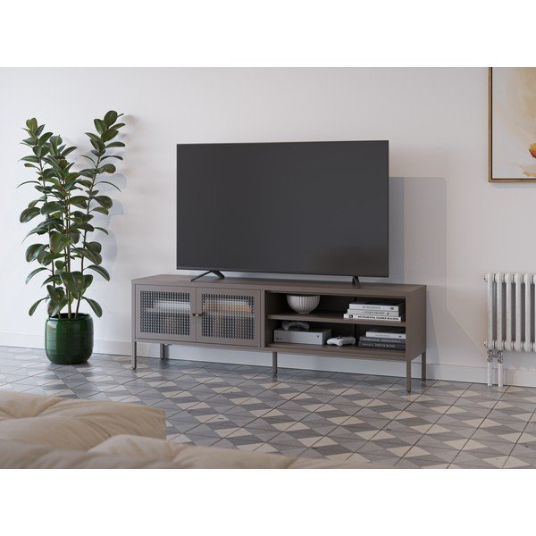 Pelēks metāla TV galdiņš 160x50x35 cm Layna – Marckeric-image-1
