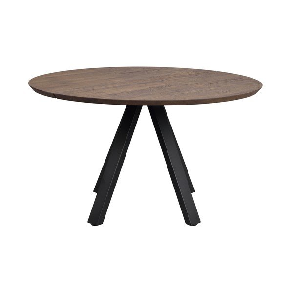 Tumši brūns apaļš ēdamgalds ar ozola masīvkoka galda virsmu ø 130 cm Carradale – Rowico-image-2