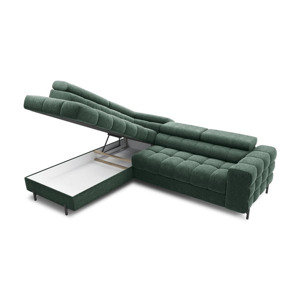 Zaļš salokāms/ar uzglabāšanas vietu stūra dīvāns no buklē auduma (ar kreiso stūri/L veida) Ferucce – ELTAP-image-4