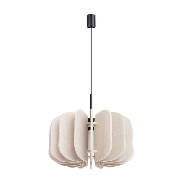 Bēša metāla piekaramā lampa ar auduma abažūru ø 45 cm Elom – Sollux