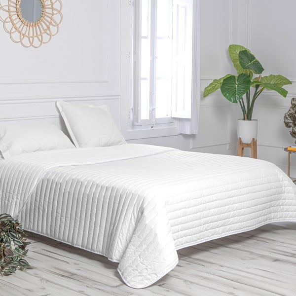Balts kokvilnas stepēts gultas pārklājs 180x260 cm Dash – Happy Friday