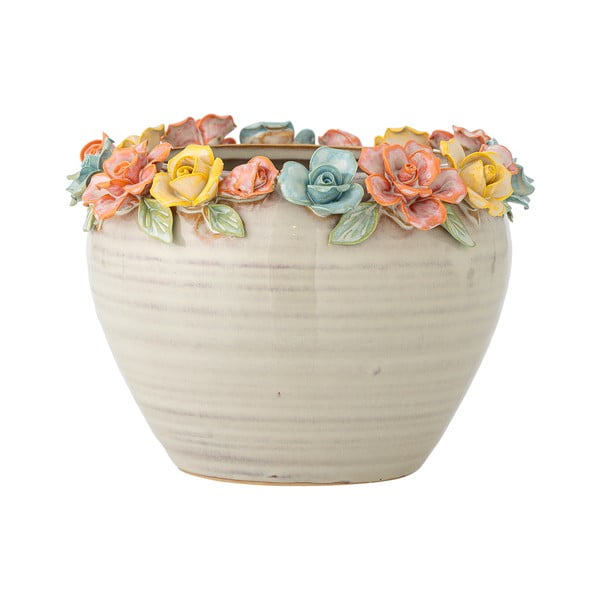 Akmensmasas ar rokām apgleznots puķu poda apvalks ø 19,5 cm Eanna – Bloomingville