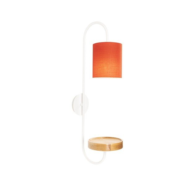 Balta metāla sienas lampa ar sarkanu abažūru Opviq apgaismojums Marylena-image-2