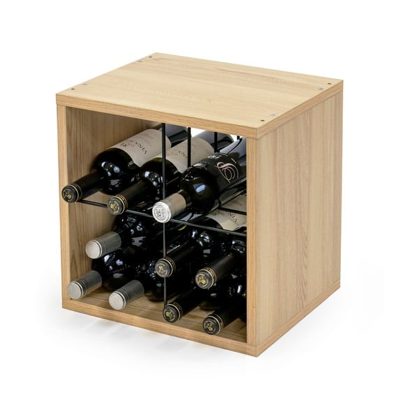 Dabīga toņa vīna plaukts ar dižskābarža koka imitāciju 16 pudelēm – Compactor-image-3