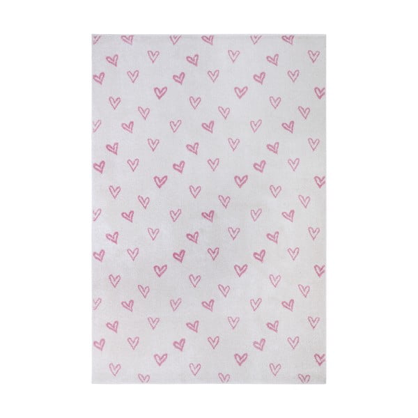 Balts/rozā bērnu paklājs 160x235 cm Hearts – Hanse Home