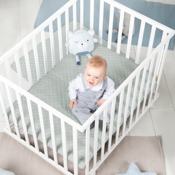 Balta bērnu sētiņa ar riteņiem 100x75 cm Style – Roba-image-3