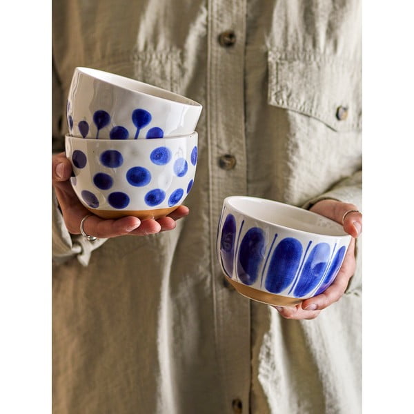 Baltas/zilas akmensmasas bļodiņas (3 gab.) 500 ml Linora – Bloomingville-image-1