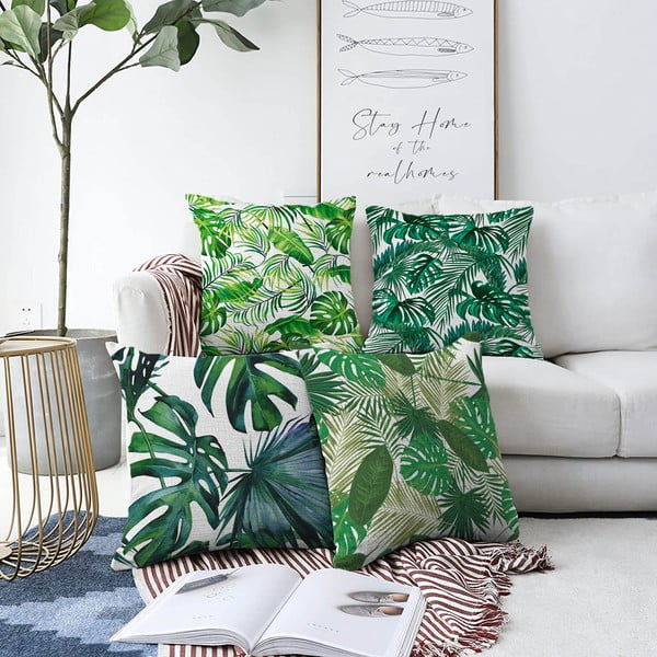 4 spilvendrānu komplekts Minimalist Cushion Covers Summer Jungle, 55 x 55 cm