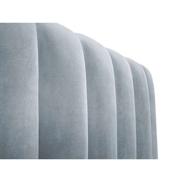 Gaiši zila mīksta divvietīga gulta ar uzglabāšanas vietu un režģi 160x200 cm Kelp – Micadoni Home-image-4