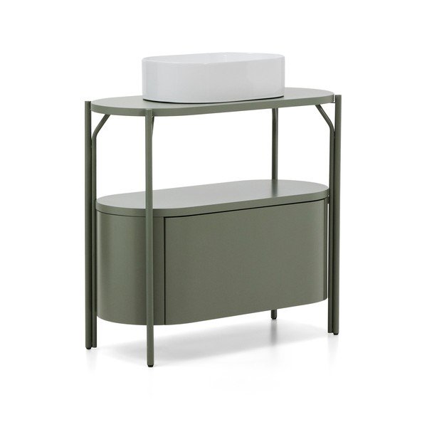 Zaļš skapītis zem izlietnes 90x81 cm Arely – Kave Home-image-4