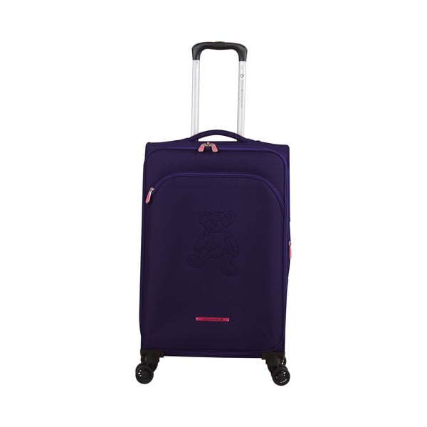 Bagāžas soma ar purpursarkanām detaļām uz 4 riteņiem Lulucastagnette Teddy Bear, 71 l