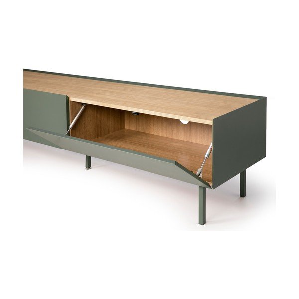 Zaļš/dabīga toņa TV galdiņš ar ozolkoka imitāciju 180x45 cm Arista – Teulat-image-4
