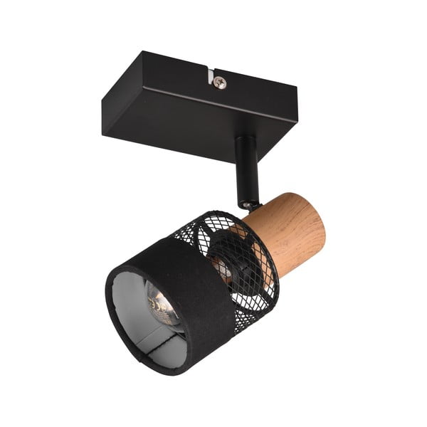 Melna/dabīga toņa sienas lampa ø 7 cm Nandini – Trio-image-3