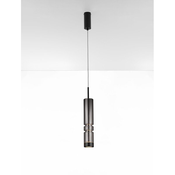 Pelēka stikla LED piekaramā lampa ø 8 cm Bento – Nova Luce-image-2