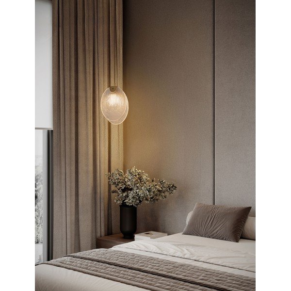 Misiņa krāsas tērauda LED piekaramā lampa ar stikla abažūru Shelina – Nova Luce-image-1