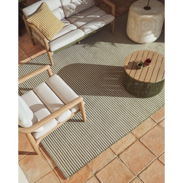 Zaļš/bēšs polsterēts dārza dīvāns Menfi – Kave Home-image-3