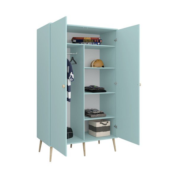 Tirkīzzils bērnu drēbju skapis 113x190 cm Gaia – Tvilum-image-4