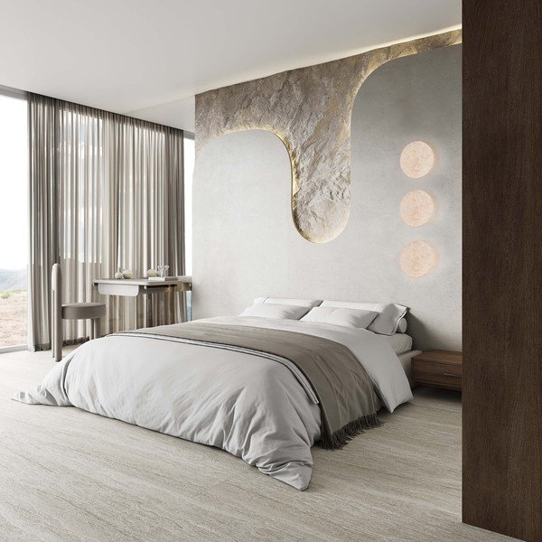 Matēti balta akmens LED sienas lampa ar regulējamu spilgtumu Bobbin – Trio Select-image-1