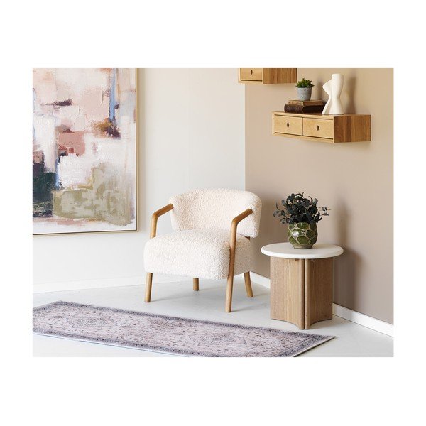Krēmkrāsas atpūtas krēsls no buklē auduma Dakar – House Nordic-image-2