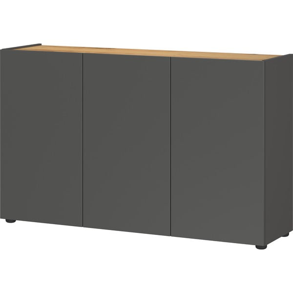 Antracīta pelēks skapītis ar ozolkoka imitāciju 120x76x34 cm Adrano – Germania-image-3