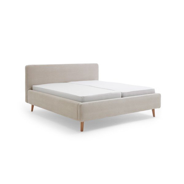Bēša polsterēta divvietīga gulta bez režģa 180x200 cm Mattis Cord – Meise Möbel