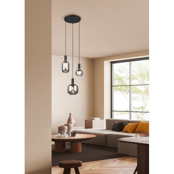 Melna piekaramā lampa ar stikla abažūru Diva – Trio-image-1