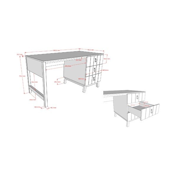 Bērnu rakstāmgalds 70x140 cm Sezane – Vipack-image-2