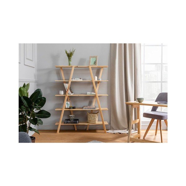 Dabīga toņa grāmatu plaukts no priedes koka 120x148 cm Perla – Kalune Design-image-3