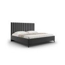 Tumši pelēka polsterēta divvietīga gulta ar veļas kasti un redelēm 140x200 cm Casey – Mazzini Beds