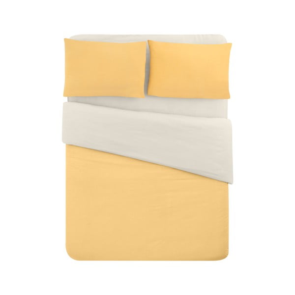 Dzeltena/krēmkrāsas kokvilnas  gultas veļa divvietīgai gultai 200x220 cm – Mila Home