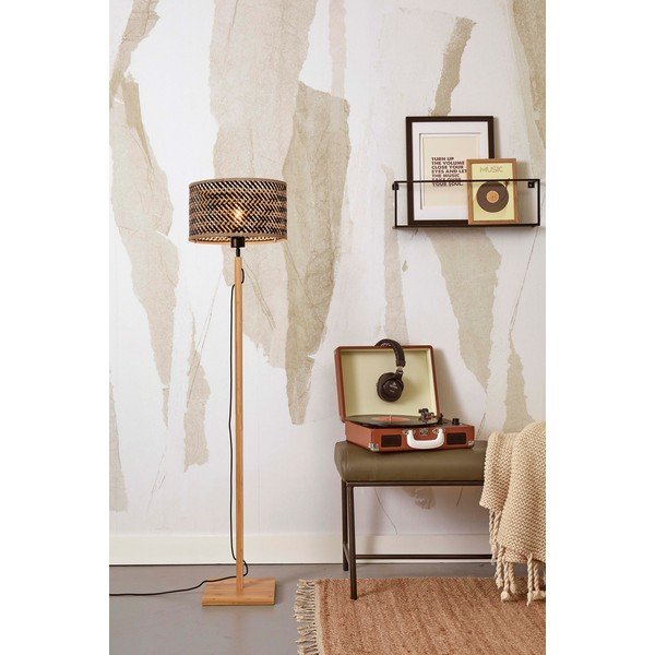 Melna/dabīga toņa stāvlampa ar bambusa abažūru (augstums 128 cm) Java – Good&Mojo-image-1