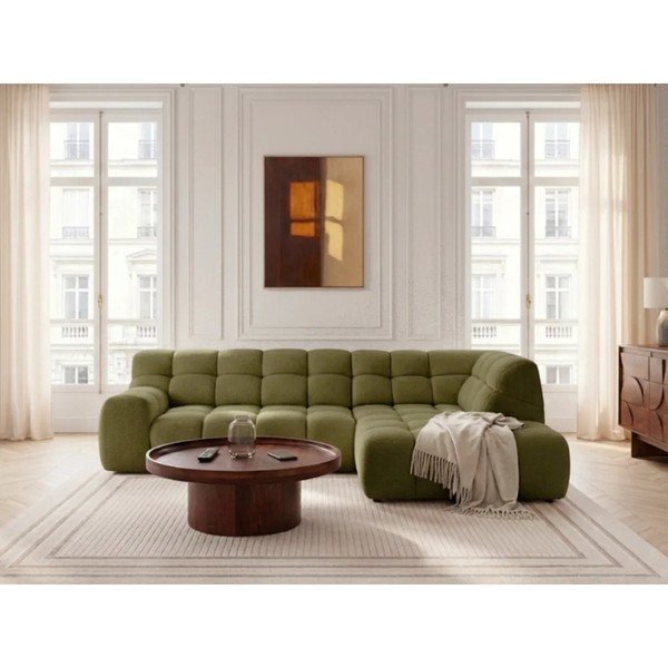 Zaļš salokāms/su elektriniu sėdynės reguliavimu stūra dīvāns (ar labo stūri/L veida) Andre – Bobochic Paris-image-1