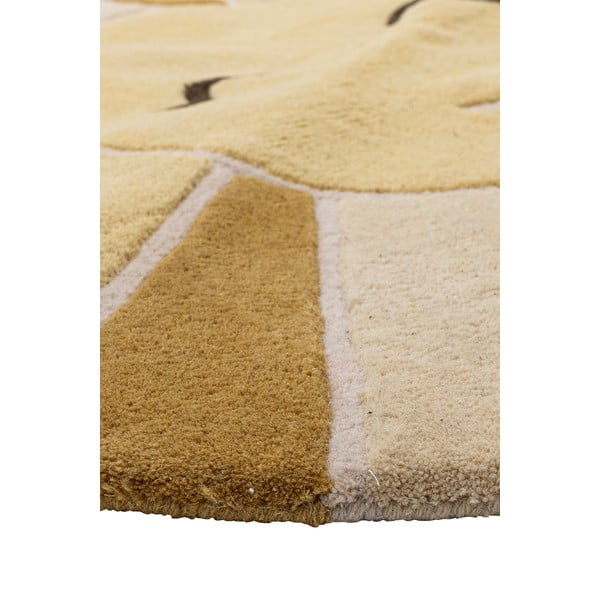 Bēšs/dzintara dzeltens vilnas bērnu paklājs ø110 cm Sun – Bloomingville Mini-image-3