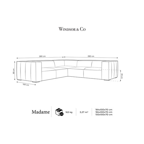 Konjaka brūnas ādas stūra dīvāns (mainīgs) Madame – Windsor & Co Sofas-image-4