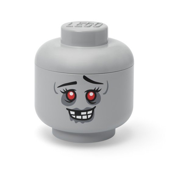 Pelēka plastmasas uzglabāšanas kaste bērniem ø 24x27 cm Head Zombie L – LEGO®