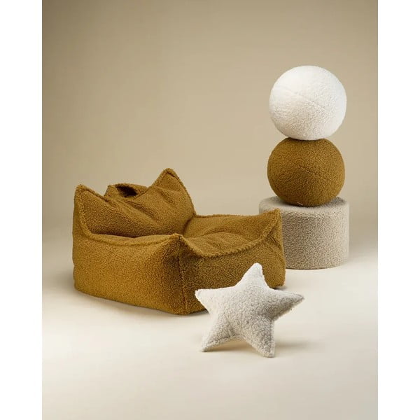 Brūns bērnu dīvāna spilvens no buklē auduma Ball – Wigiwama-image-2