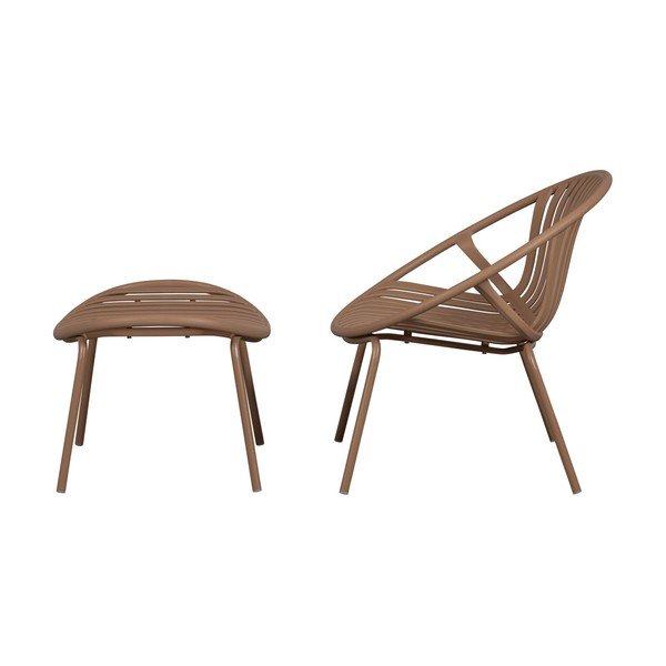 Rozā plastmasas dārza krēsls ar kāju soliņu Bruce – WOOOD-image-2