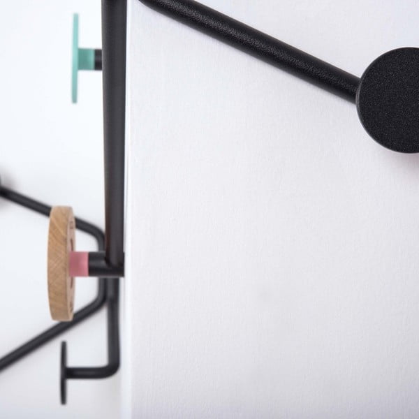 Melns stūra sienas pakaramais ar rozā detaļu Gazzda Hook-image-3