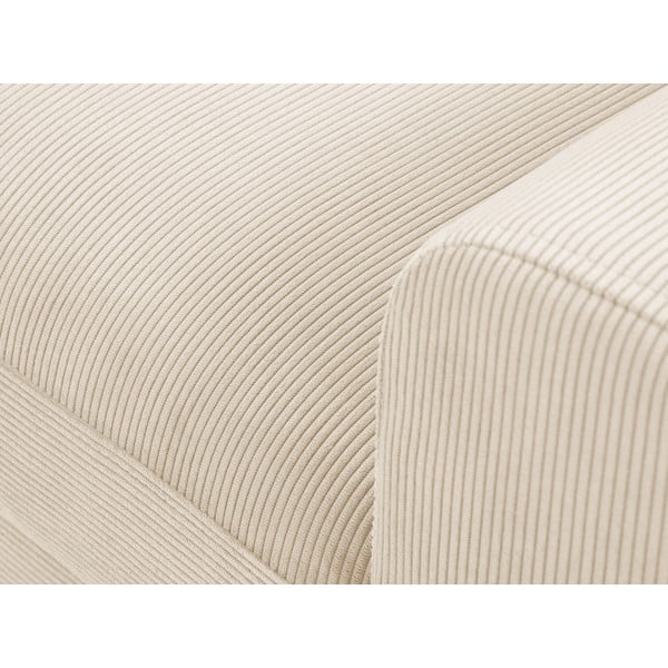 Bēšs velveta izvelkamais stūra dīvāns ar uzglabāšanas vietu Micadoni Home Moghan, kreisais stūris-image-1