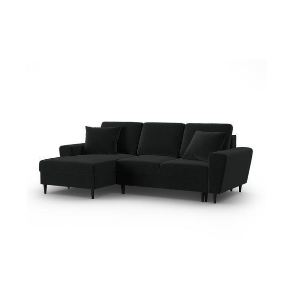 Melns samta salokāms stūra dīvāns ar uzglabāšanas vietu (ar kreiso stūri/ar zvilni) Kyoto – Cosmopolitan Design-image-4