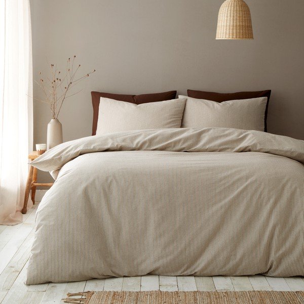 Pelēkbrūna vienguļamā gultas veļa 135x200 cm Cotton Rich Narrow Woven Stripe – Pineapple Elephant